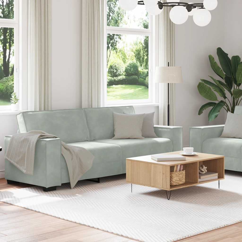 2-delige Loungeset met kussens fluweel lichtgrijs