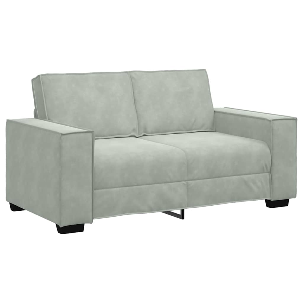 2-delige Loungeset met kussens fluweel lichtgrijs