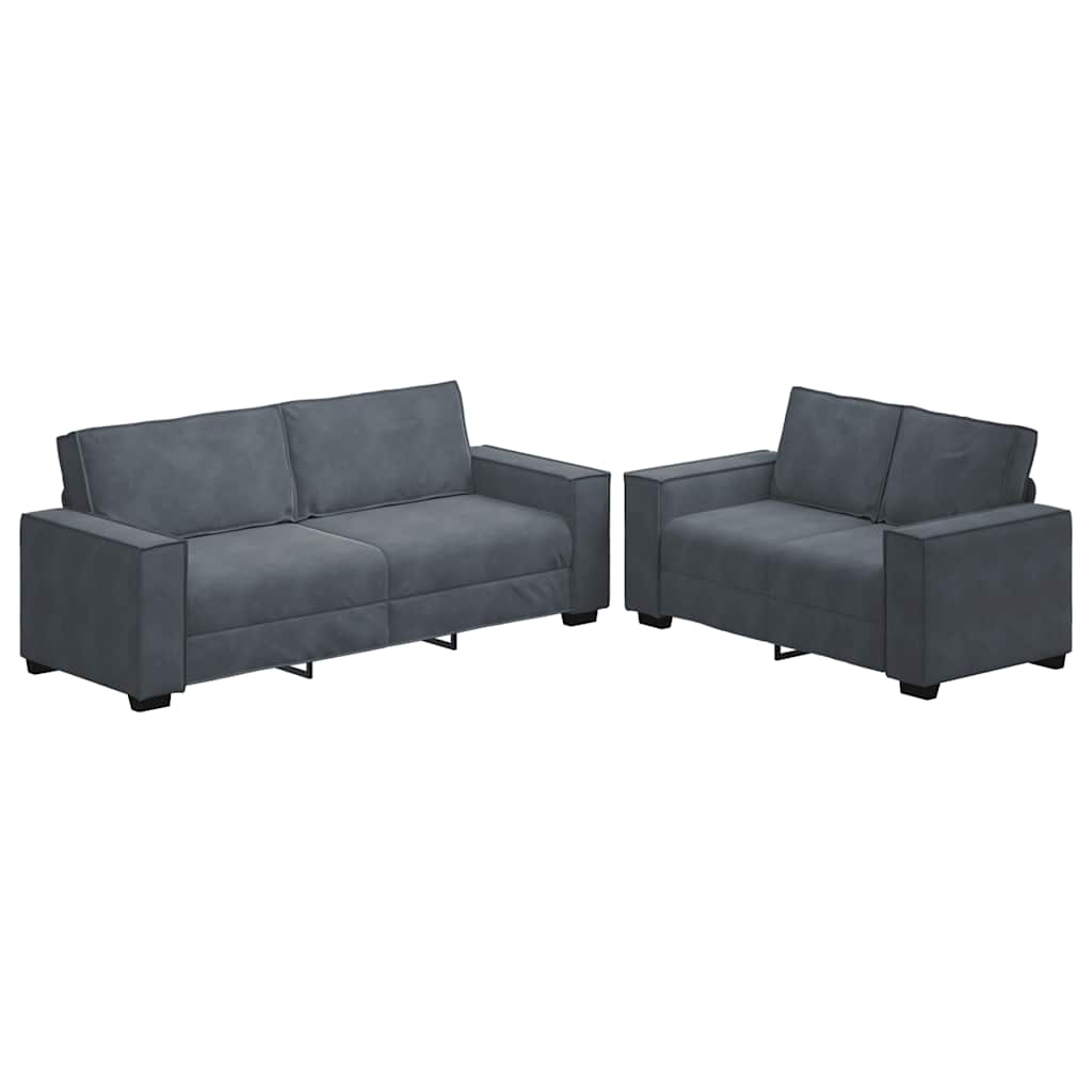 2-delige Loungeset met kussens fluweel donkergrijs