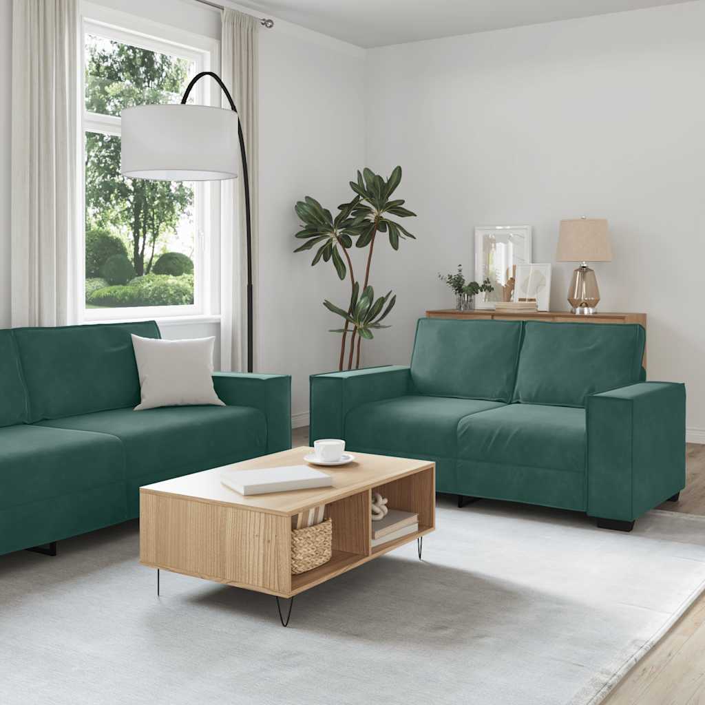 2-delige Loungeset met kussens fluweel donkergroen