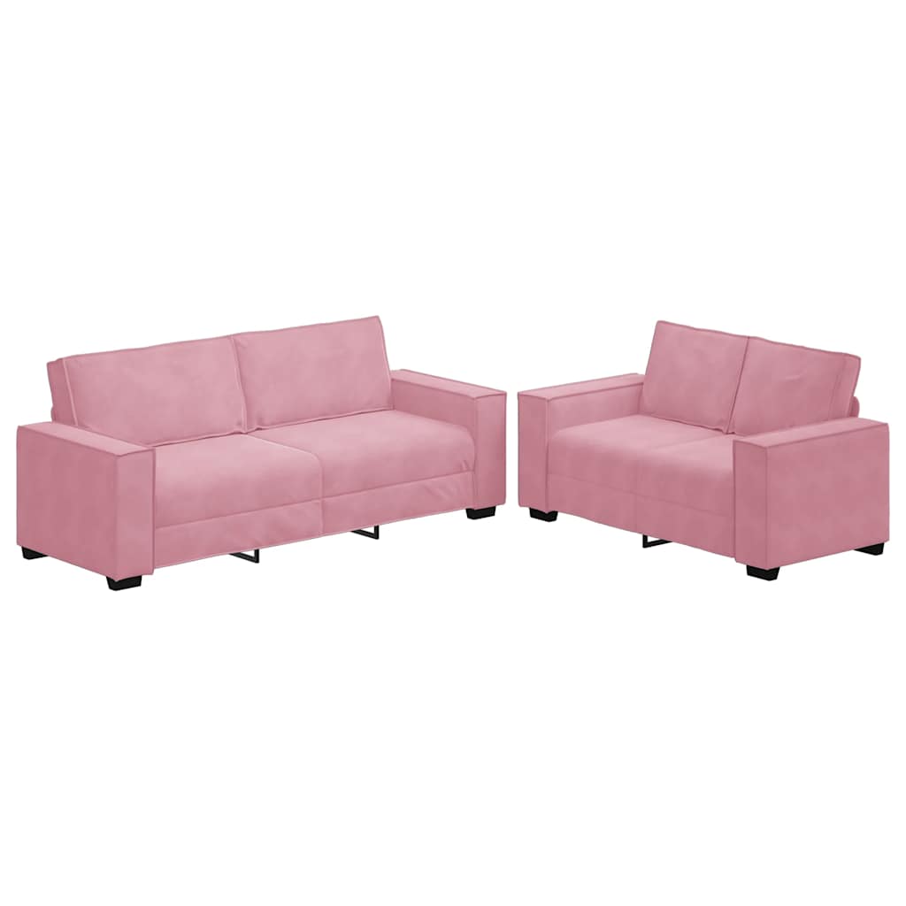 2-delige Loungeset met kussens fluweel roze