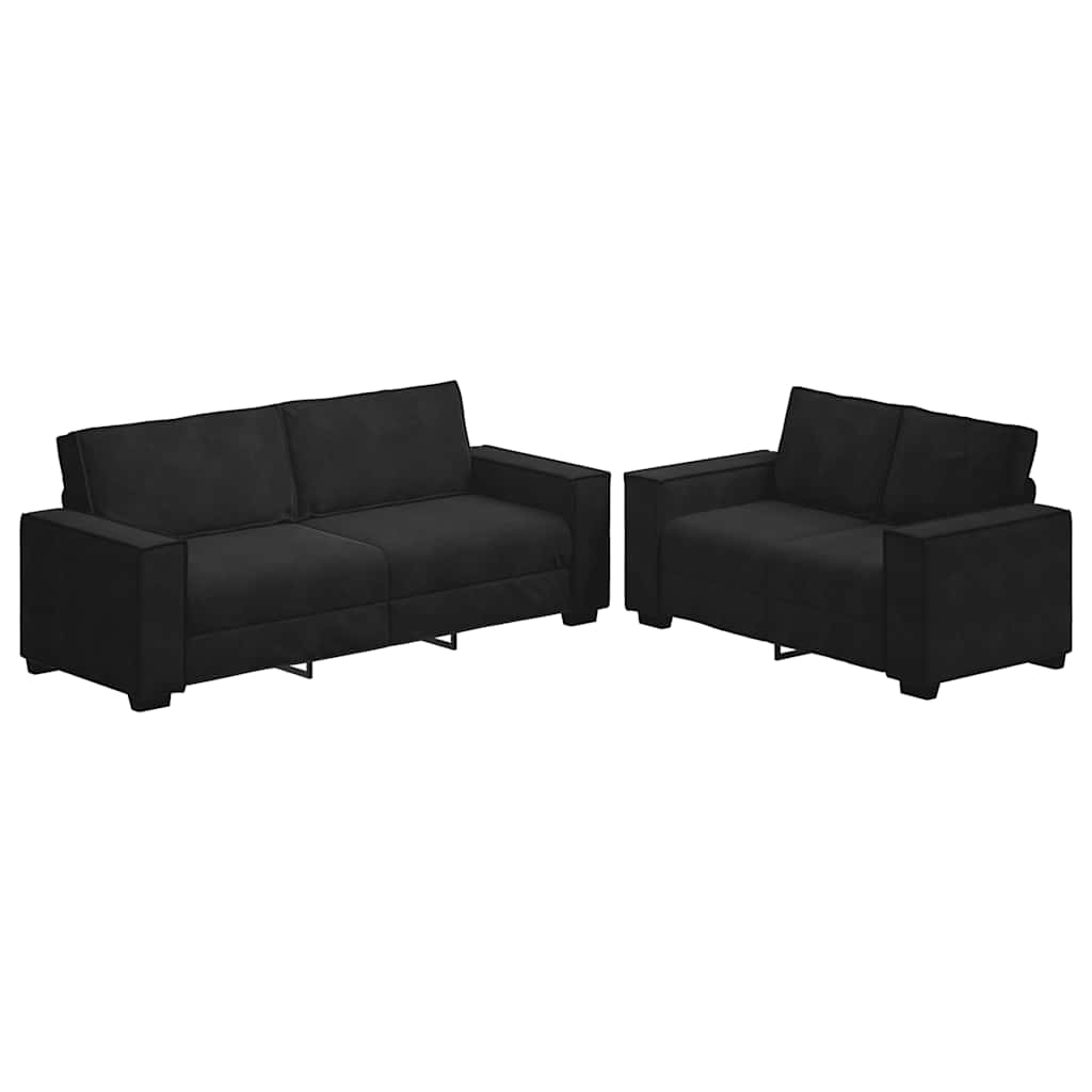 2-delige Loungeset met kussens fluweel zwart
