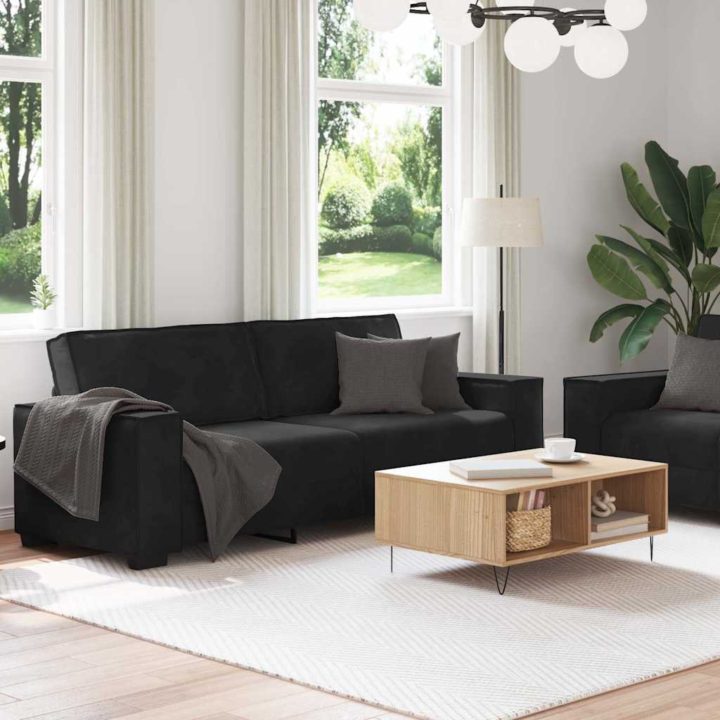 2-delige Loungeset met kussens fluweel zwart
