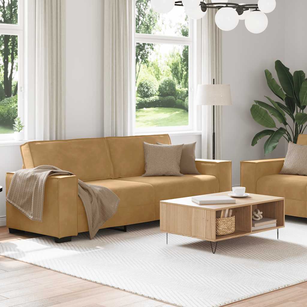 2-delige Loungeset met kussens fluweel bruin