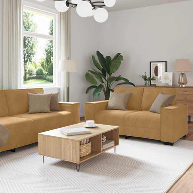 2-delige Loungeset met kussens fluweel bruin
