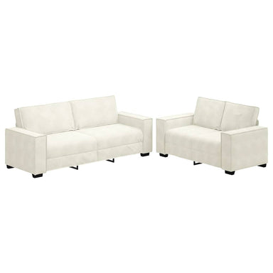 2-delige Loungeset met kussens fluweel crèmekleurig
