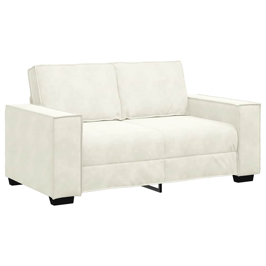 2-delige Loungeset met kussens fluweel crèmekleurig