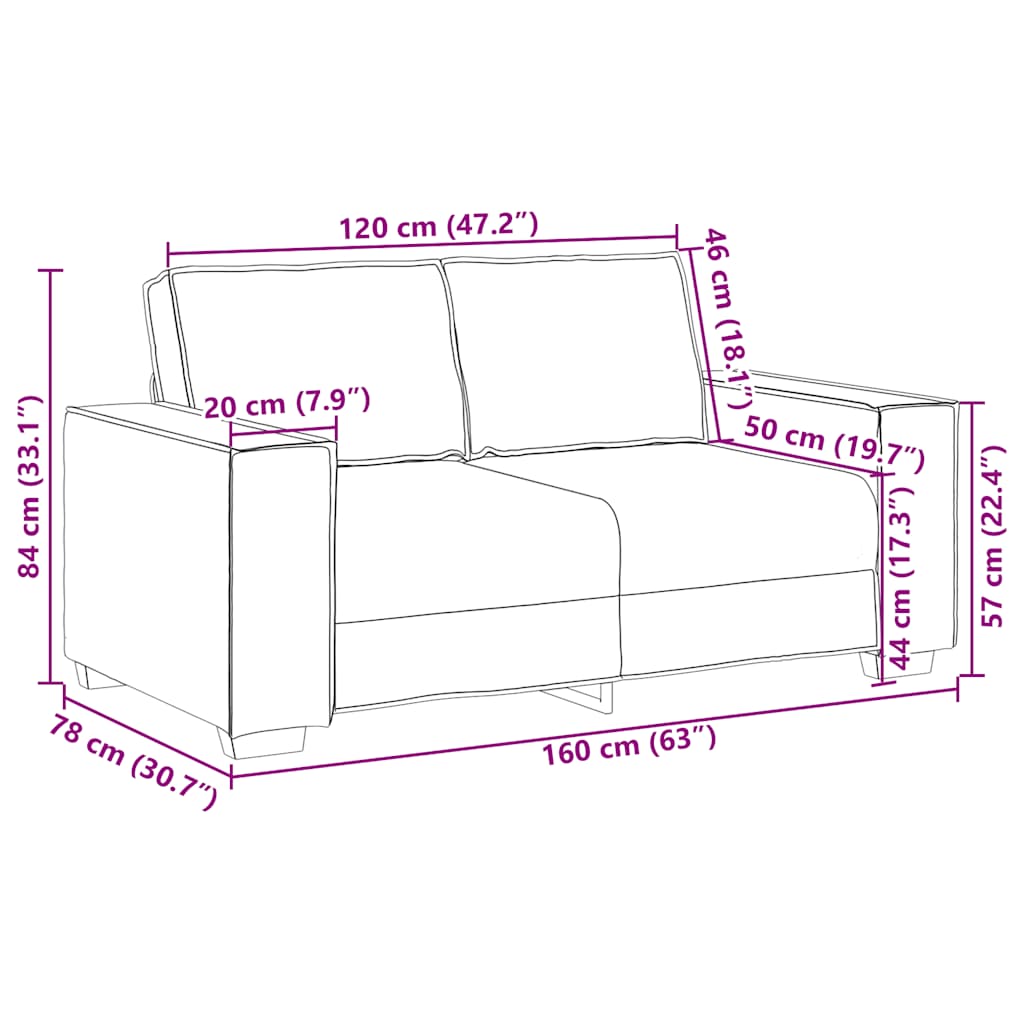 2-delige Loungeset met kussens fluweel crèmekleurig