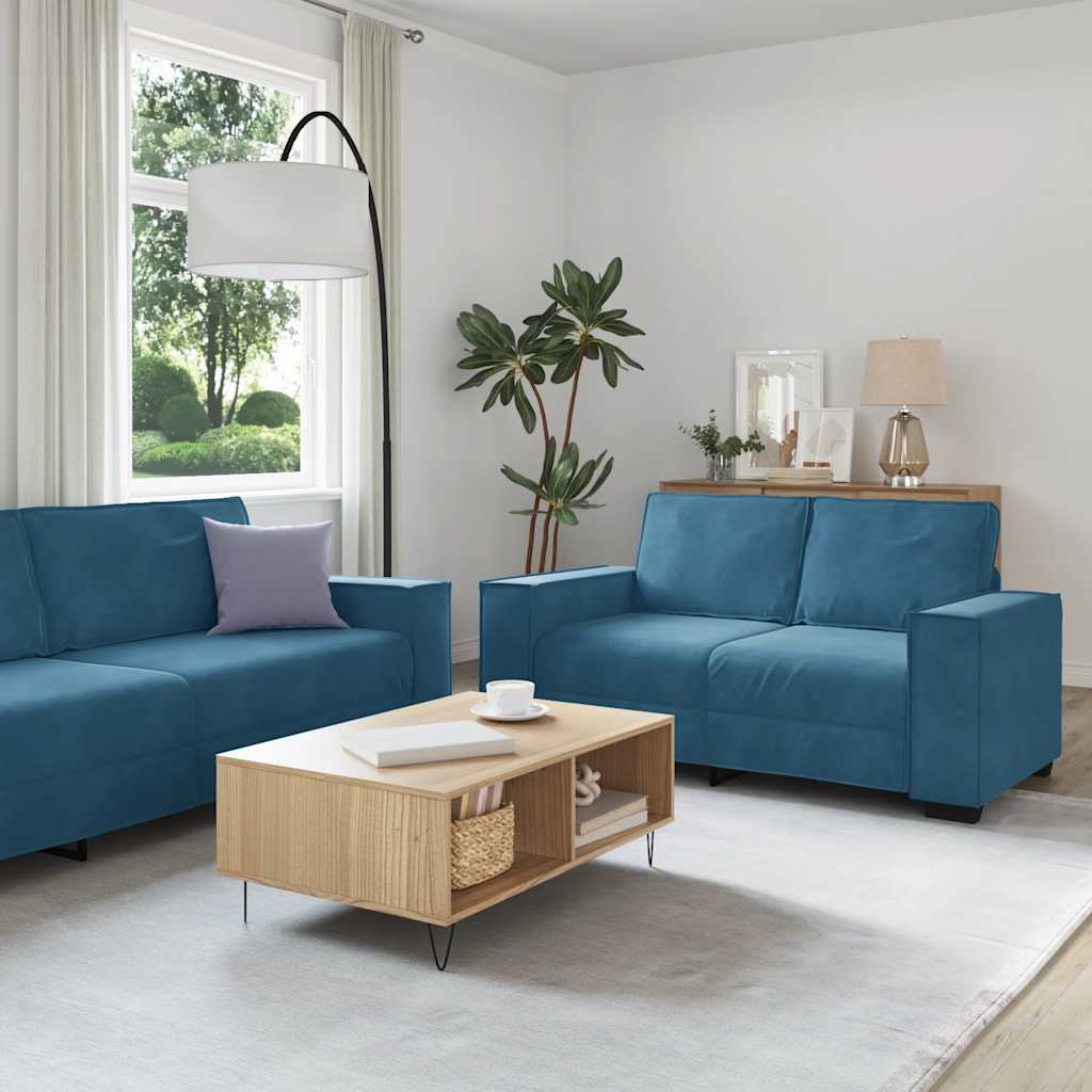 2-delige Loungeset met kussens fluweel blauw