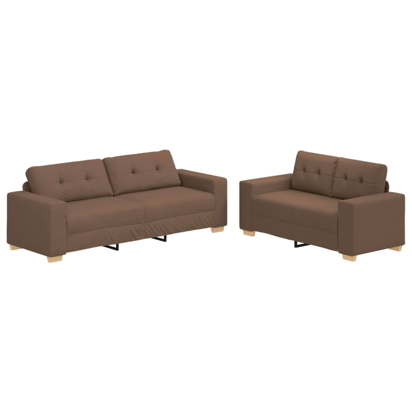 Bank 2 pcs Bruin 221 x 80 x 80 cm Linnen-mix stof