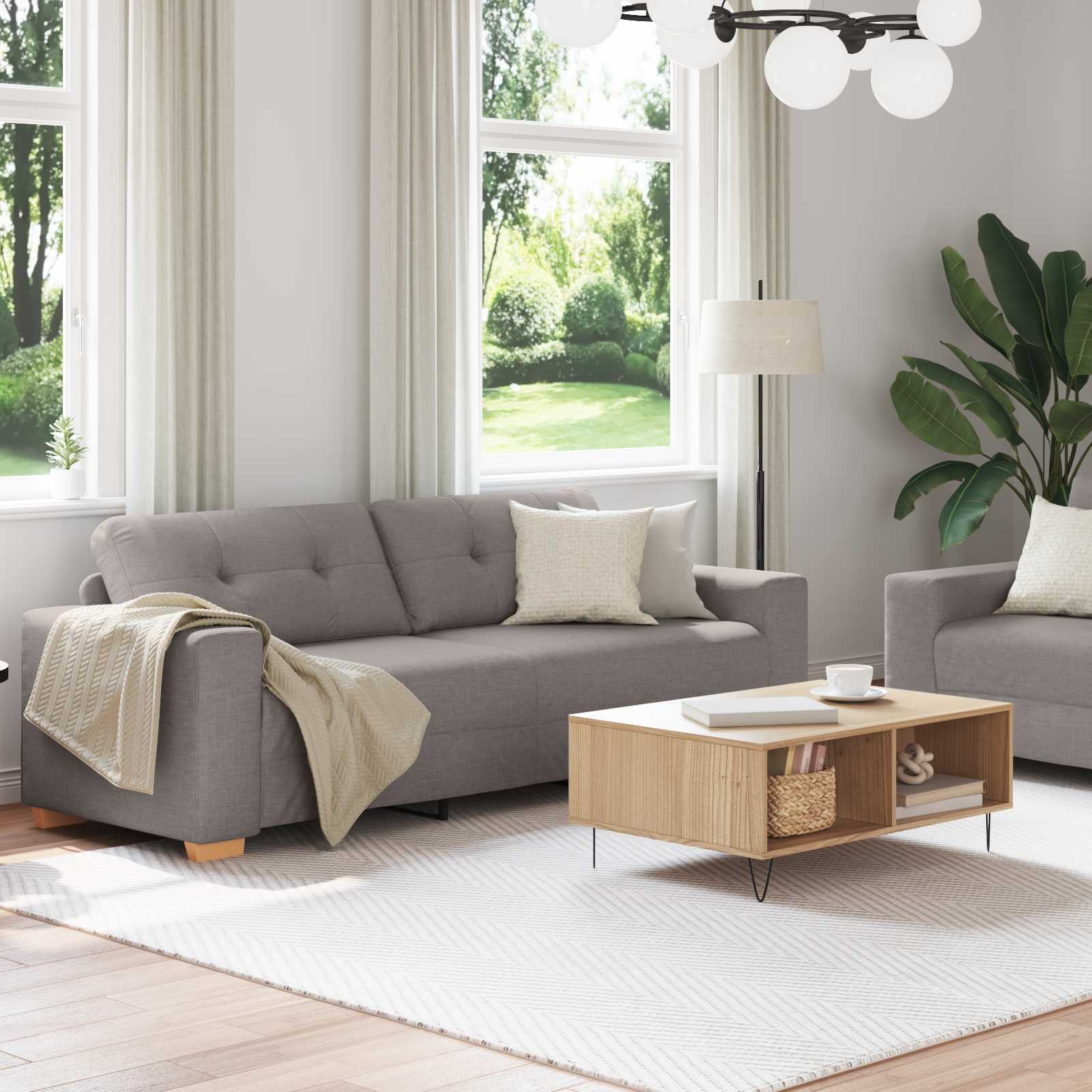 Bank 2 st Taupe Linnen-mix stof