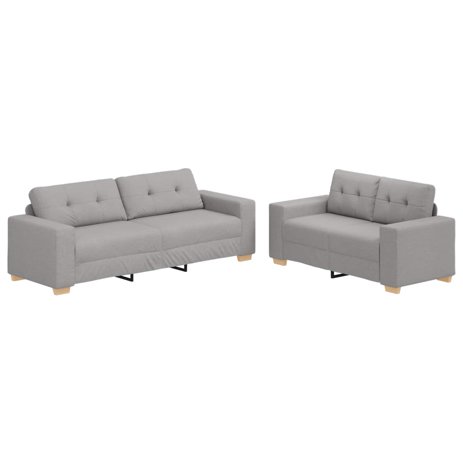 Bank 2 pcs Grijs 221 x 80 x 80 cm Linnen-mix stof