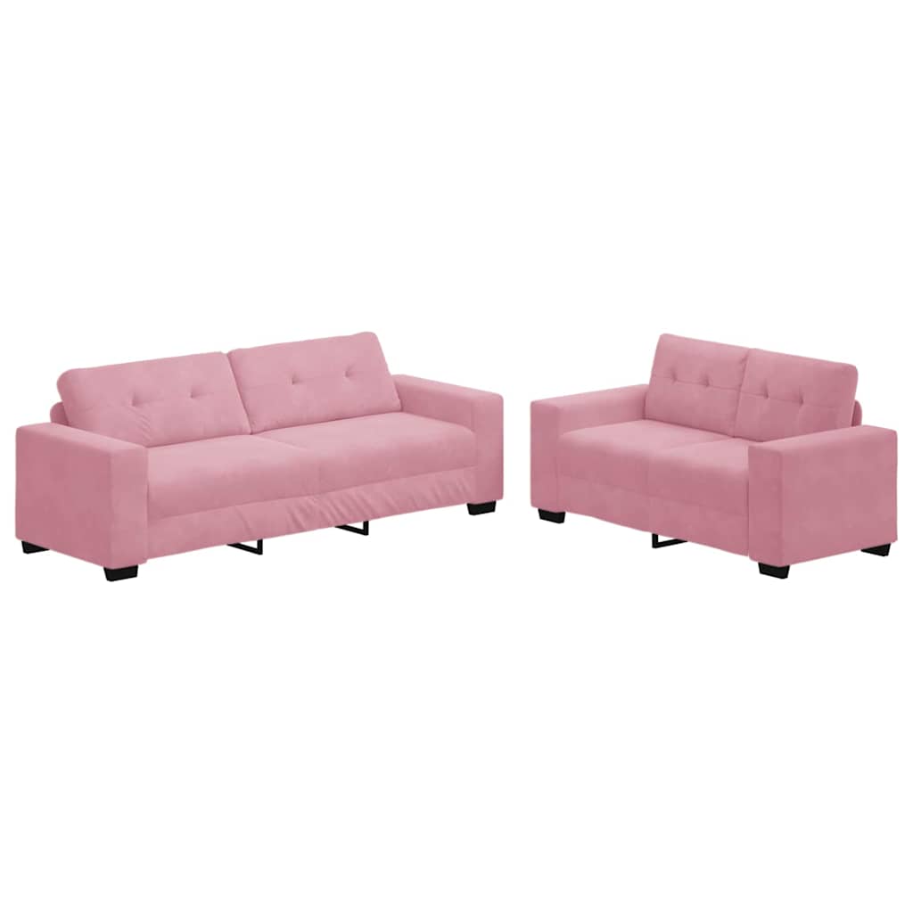 Bank 2 pcs Roze 221 x 80 x 80 cm Stof