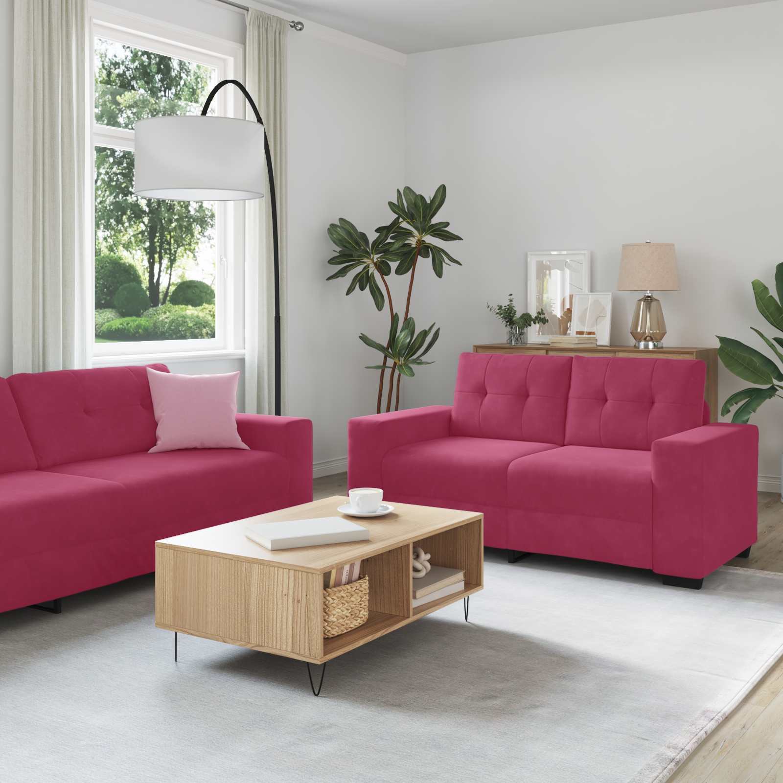 Bank 2 st Wijnrood Fluweel