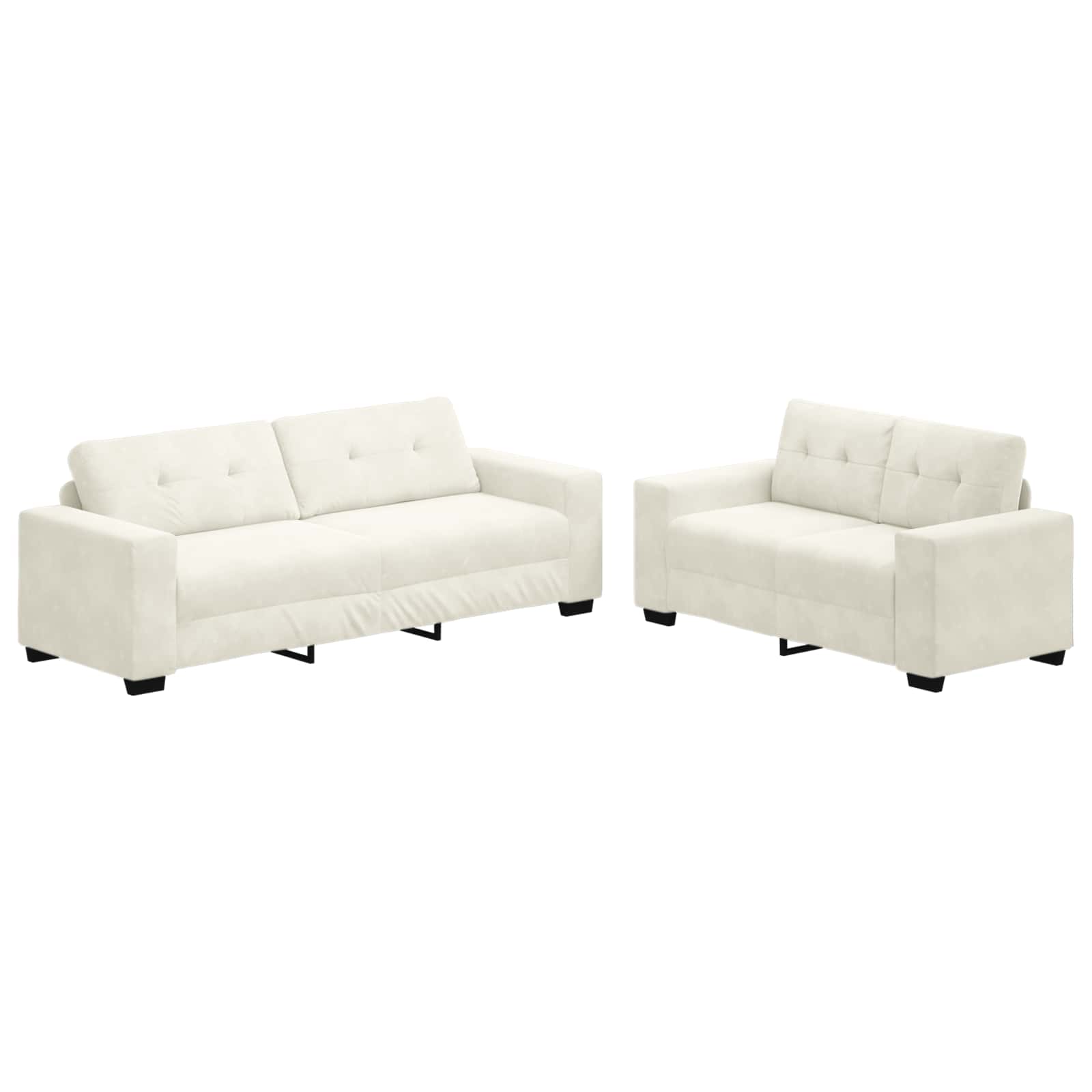 Bank 2 pcs Crème 221 x 80 x 80 cm Stof