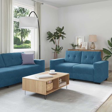 Bank 2 pcs Blauw 221 x 80 x 80 cm Stof