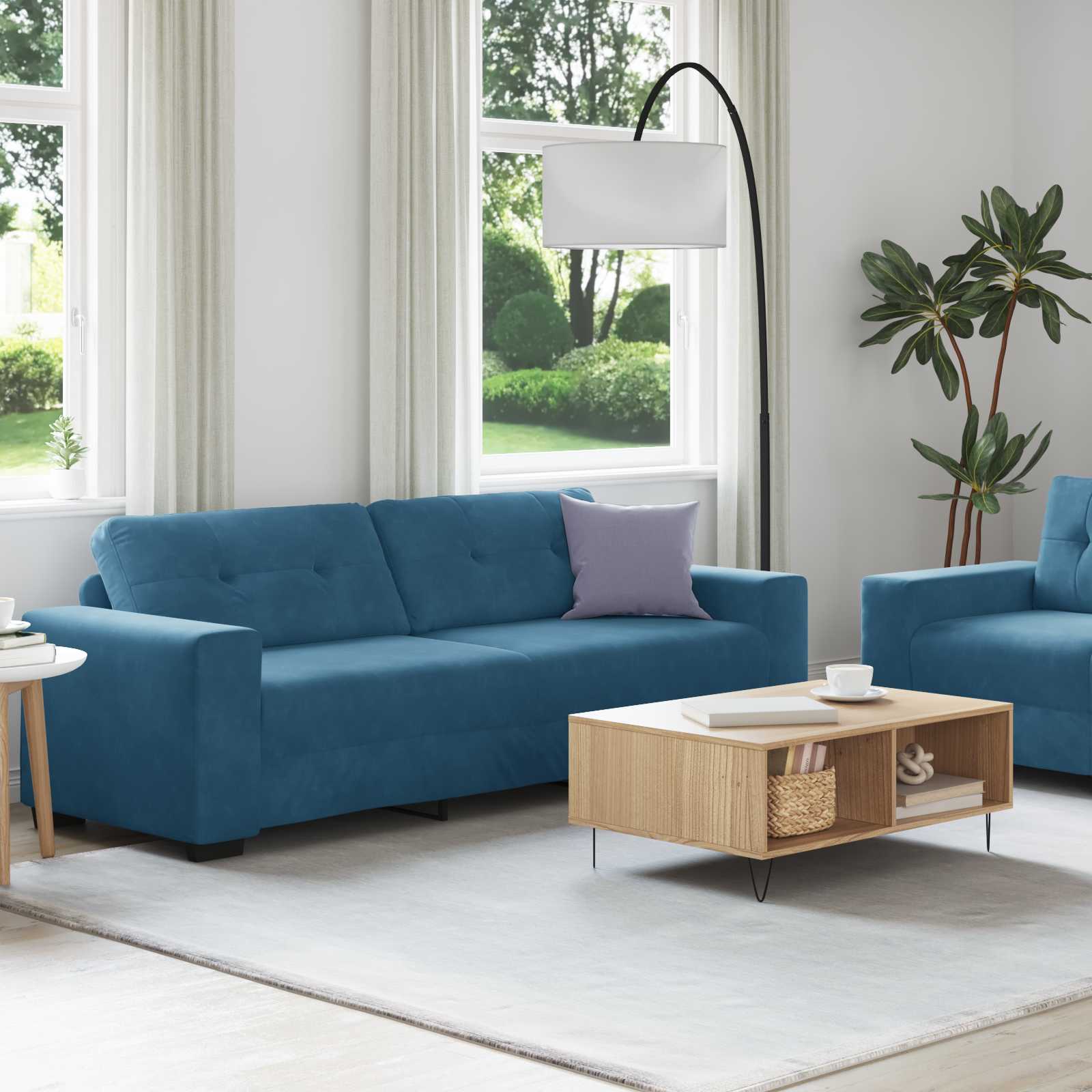 Bank 2 pcs Blauw 221 x 80 x 80 cm Stof