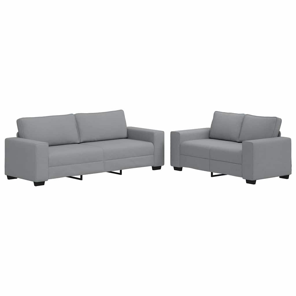 2-delige Loungeset met kussens stof lichtgrijs