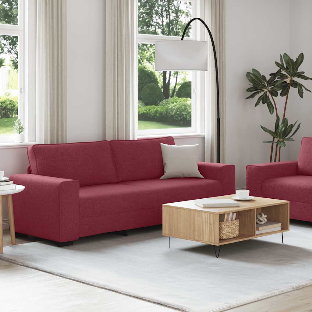 2-delige Loungeset met kussens stof wijnrood