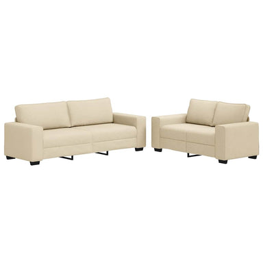 2-delige Loungeset met kussens stof crèmekleurig