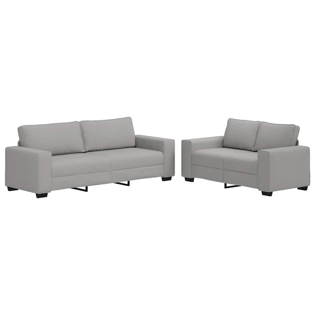 2-delige Loungeset met kussens stof wolk grijs