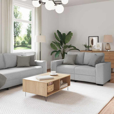 2-delige Loungeset met kussens stof wolk grijs