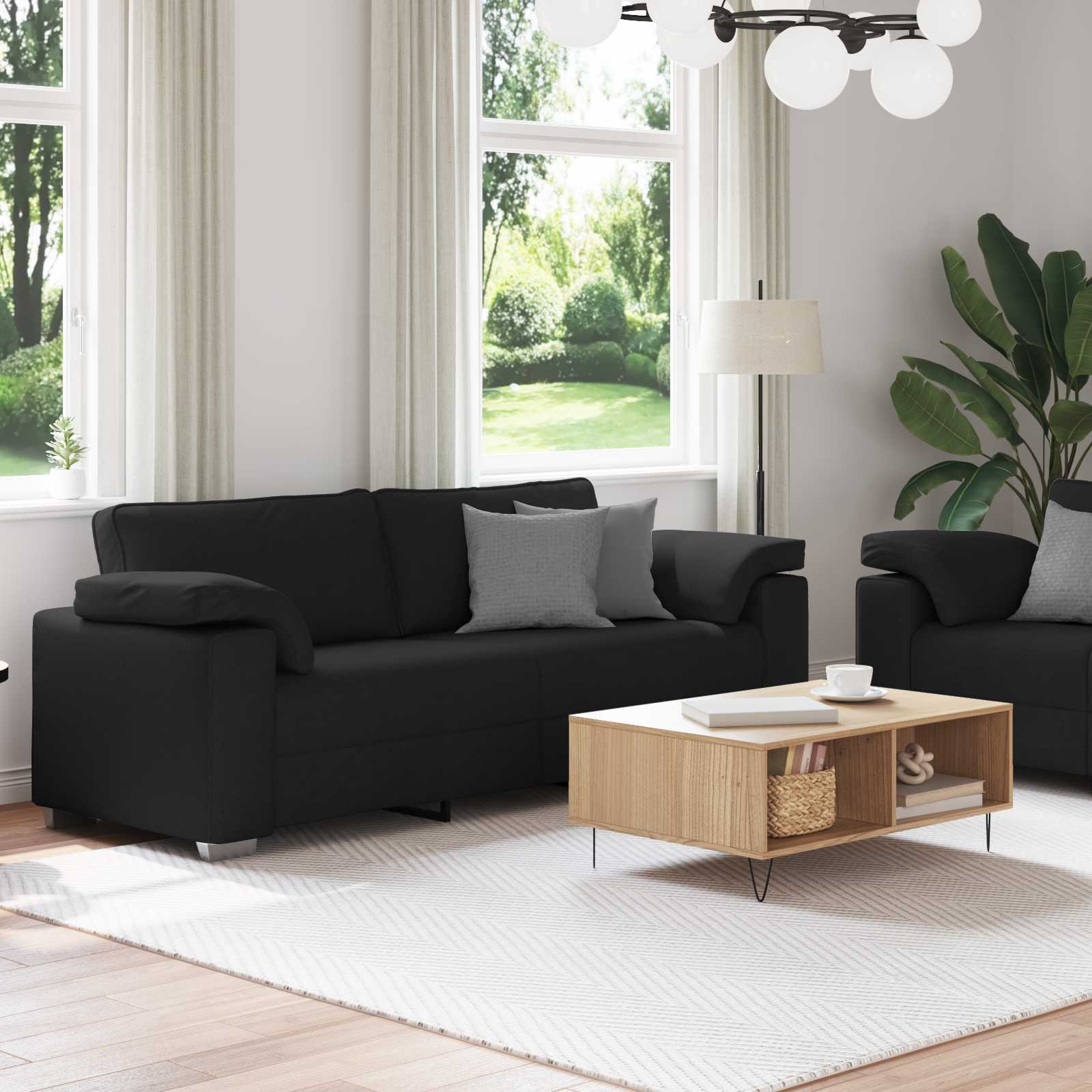 Bank 2 st Zwart Stof