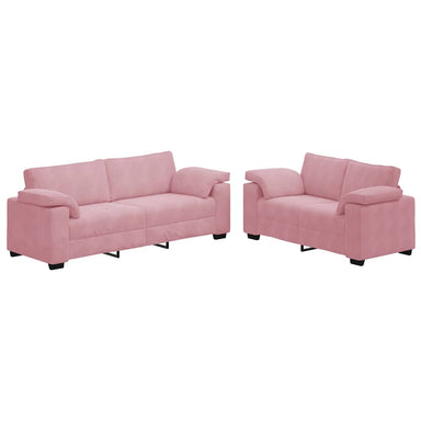 2-delige bankset met kussens roze fluweel