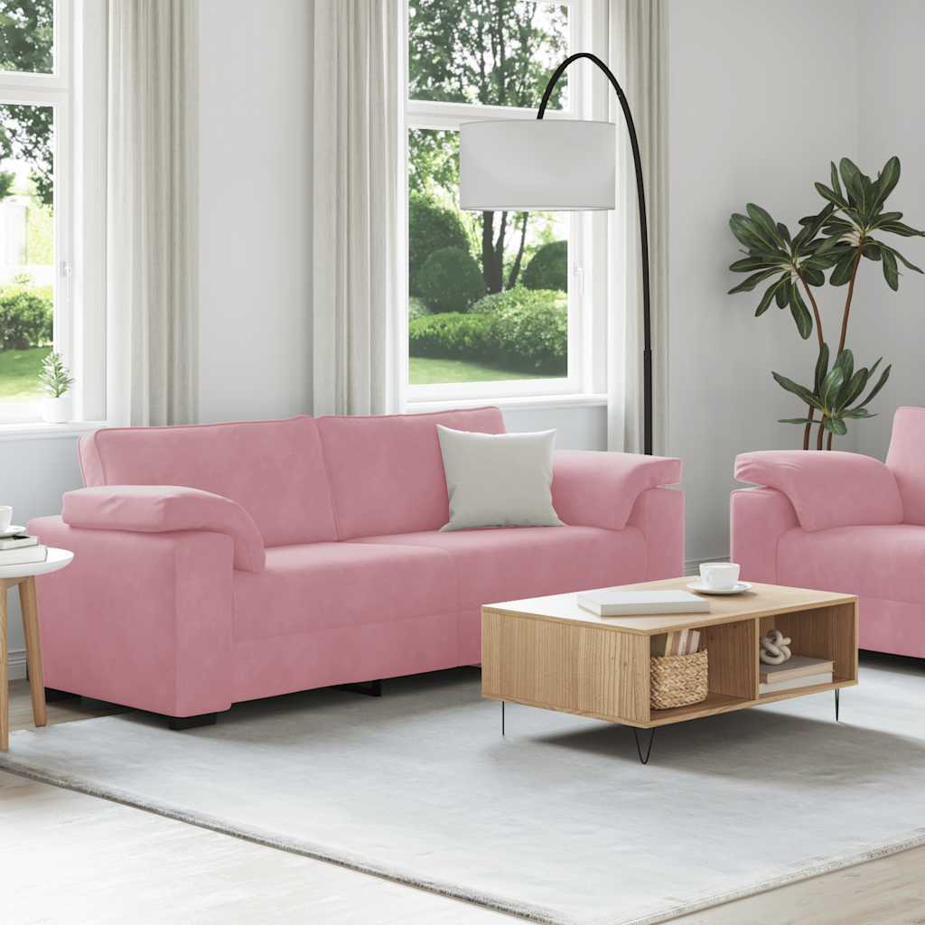 2-delige bankset met kussens roze fluweel