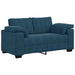 2-delige bankset met kussens, blauw fluweel