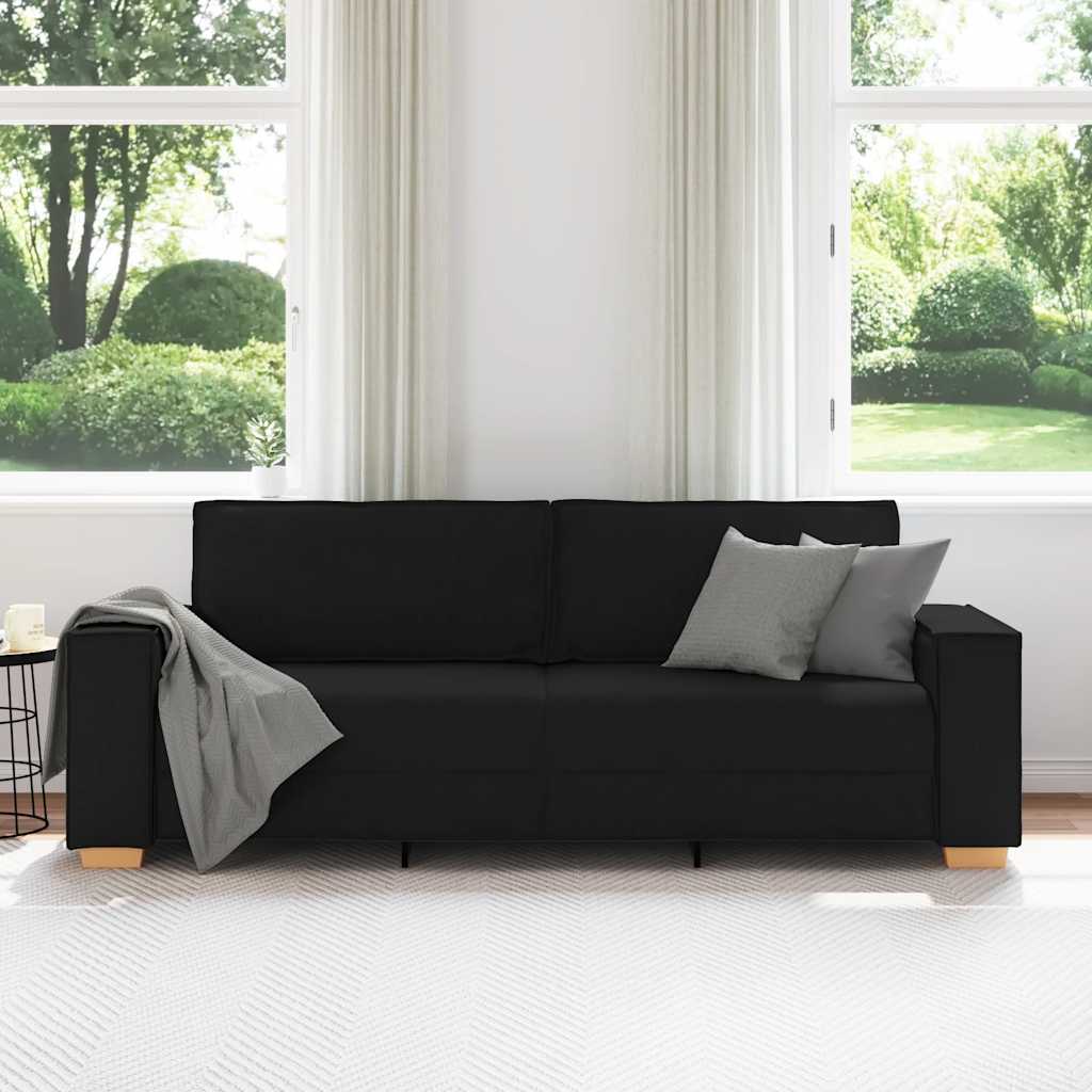 3-zitsbank Zwart 180 cm Stof