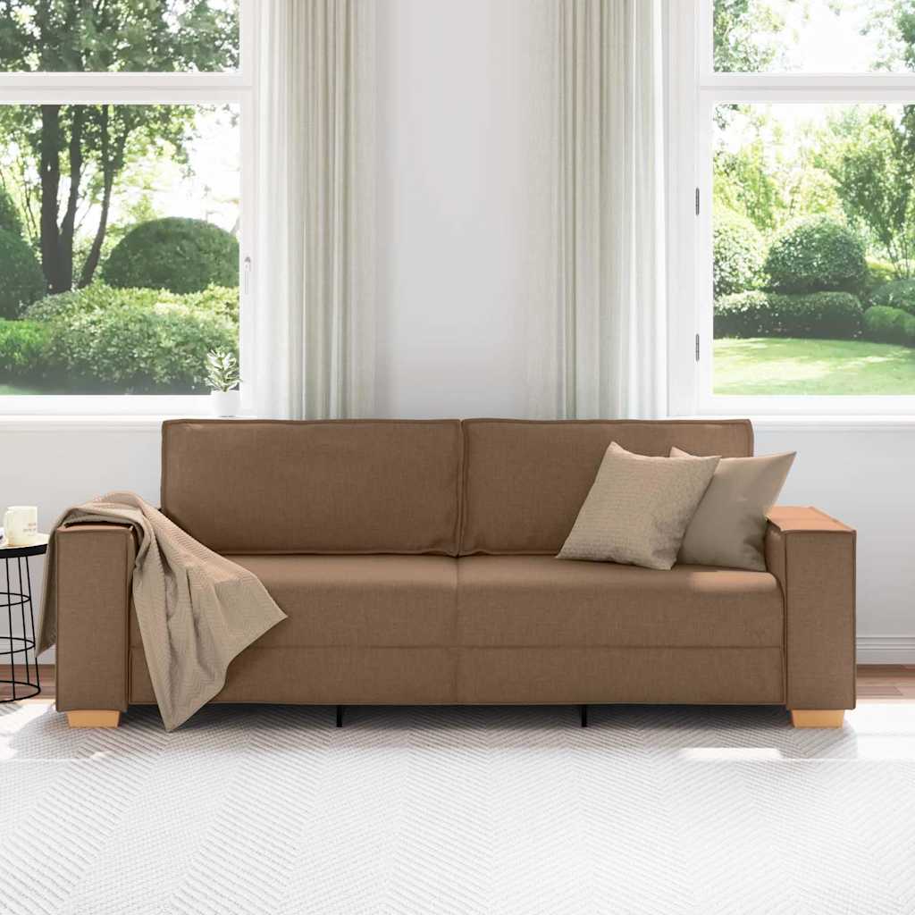 3-Zits Bank Bruin 220 cm Stof