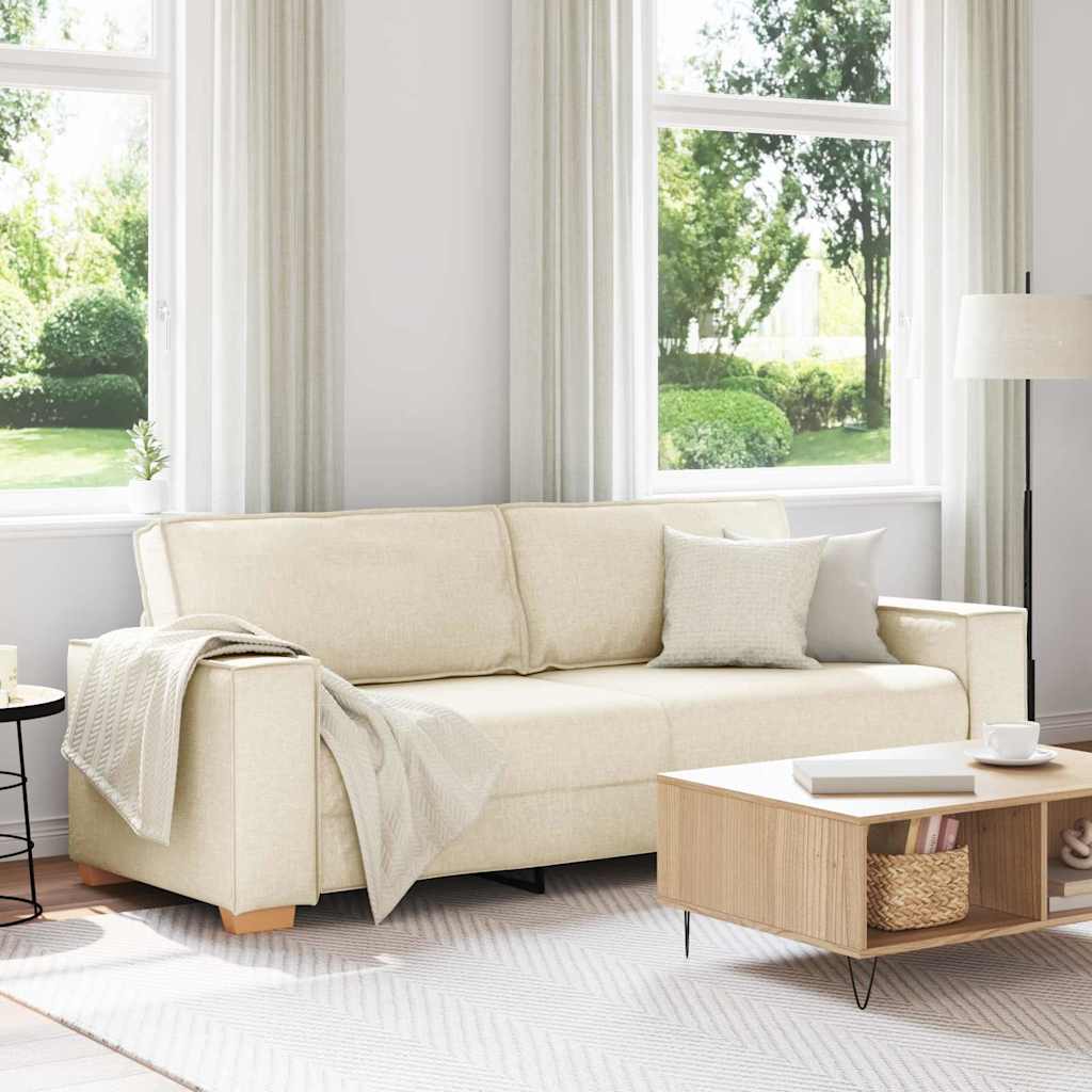 3-Zits Bank Beige 220 cm Linnen-mix stof