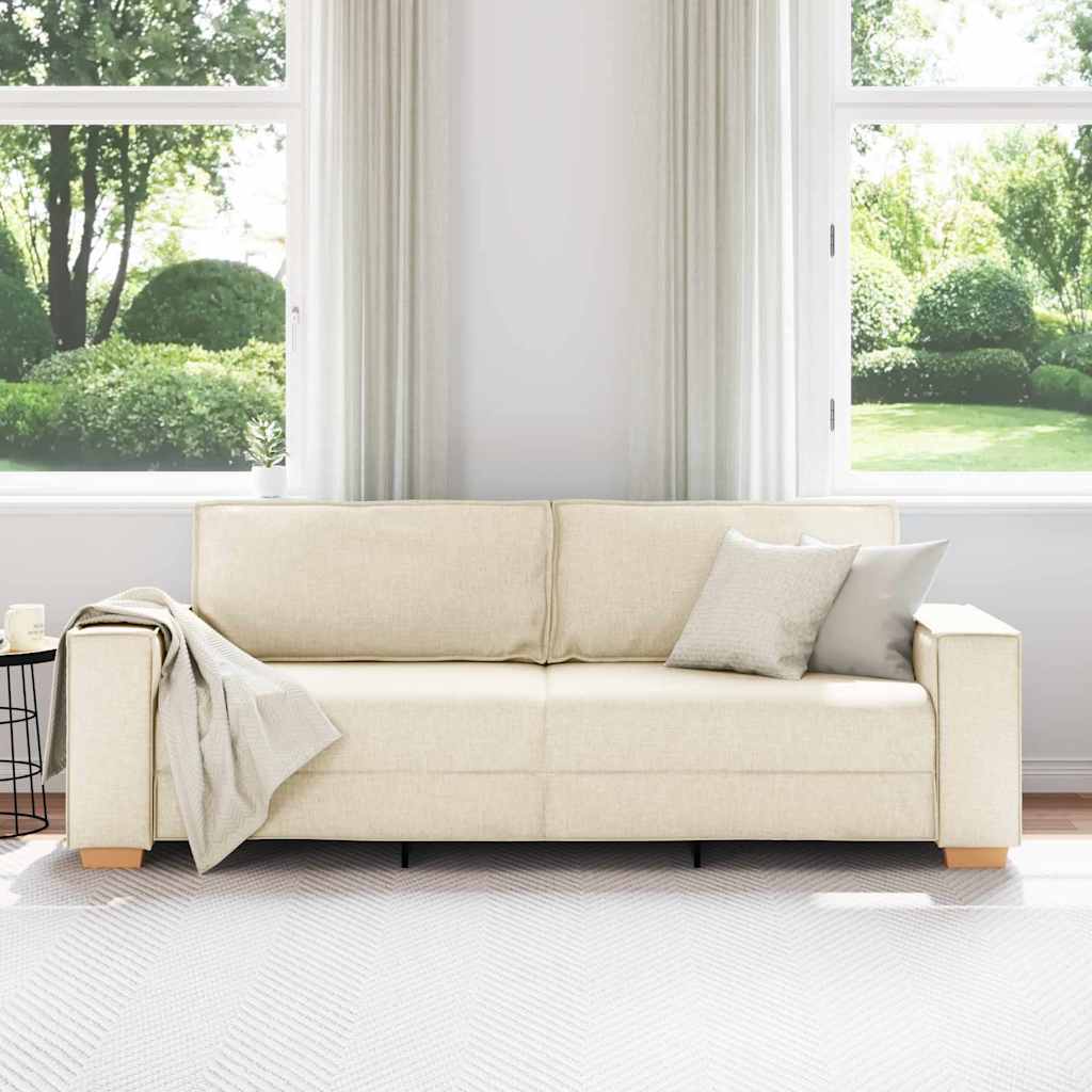 3-Zits Bank Beige 220 cm Linnen-mix stof
