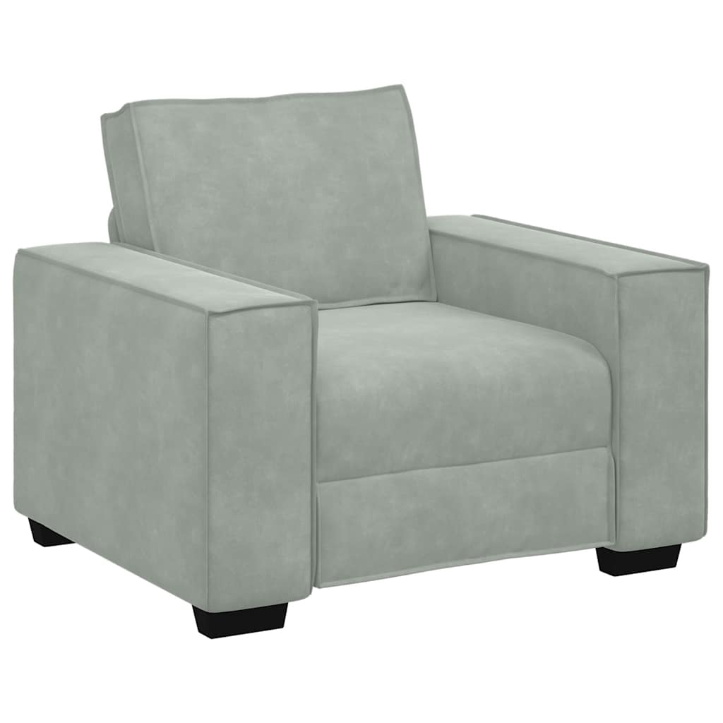 Fauteuil 100x78x84 cm fluweel lichtgrijs