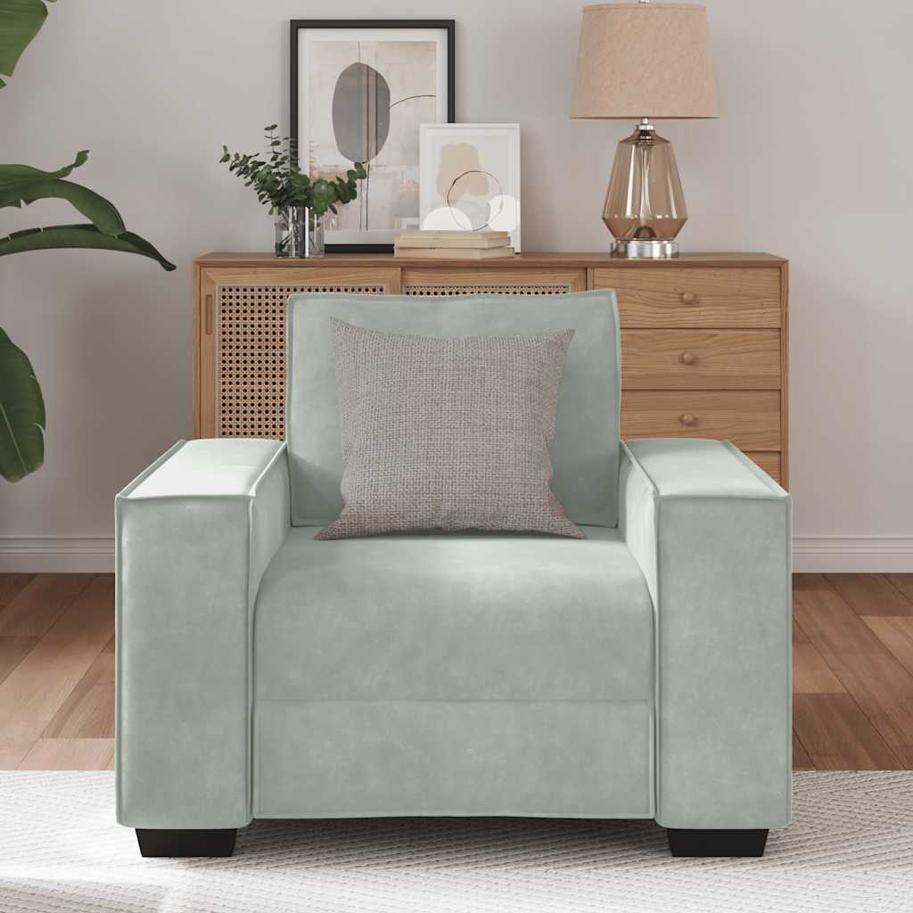 Fauteuil 100x78x84 cm fluweel lichtgrijs