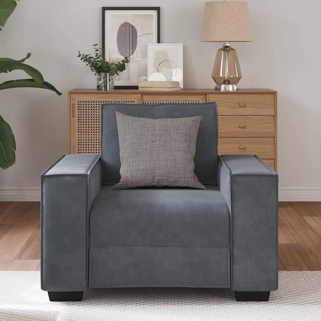 Fauteuil 100x78x84 cm fluweel donkergrijs