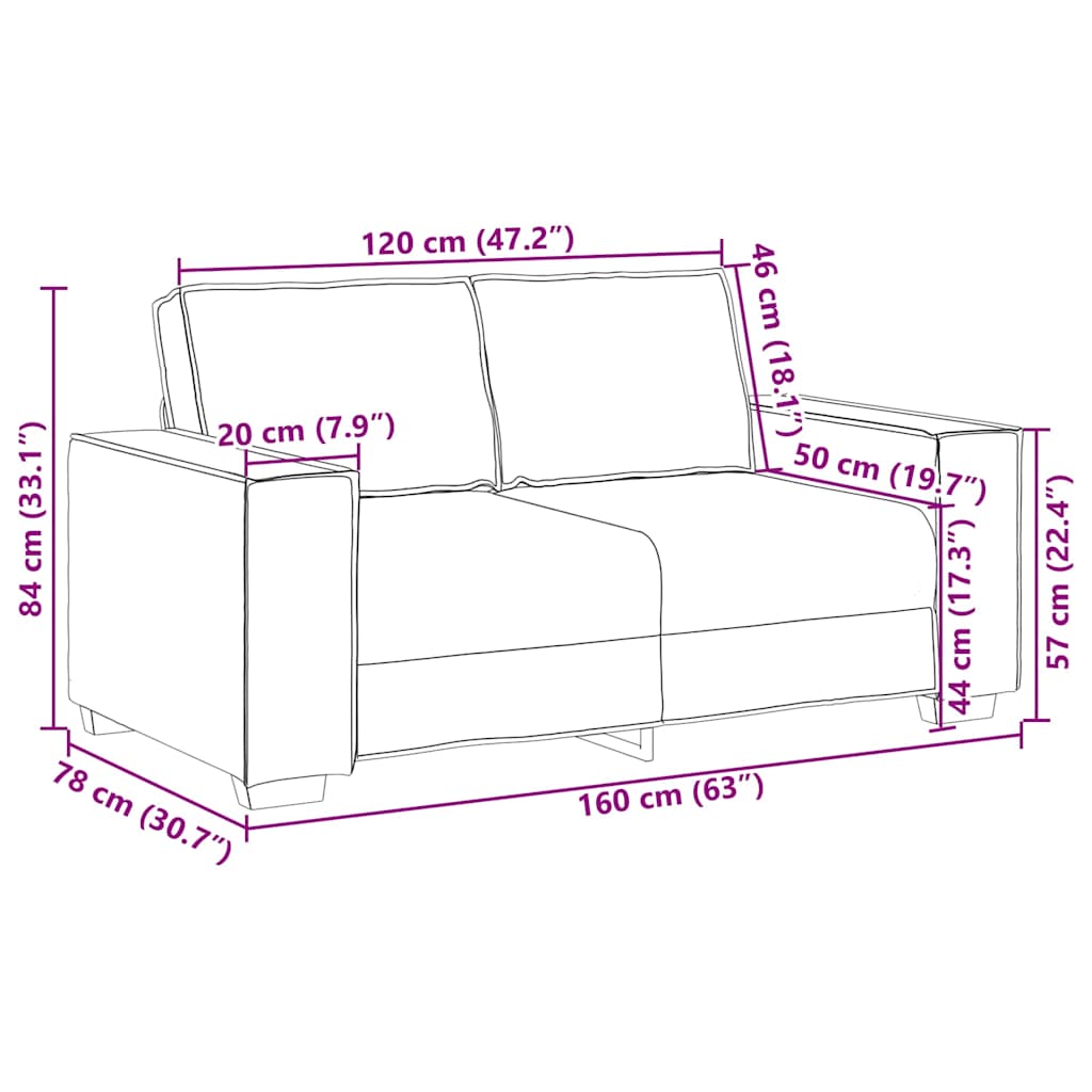 Tweezitsbank 160x78x84 cm fluweel roze