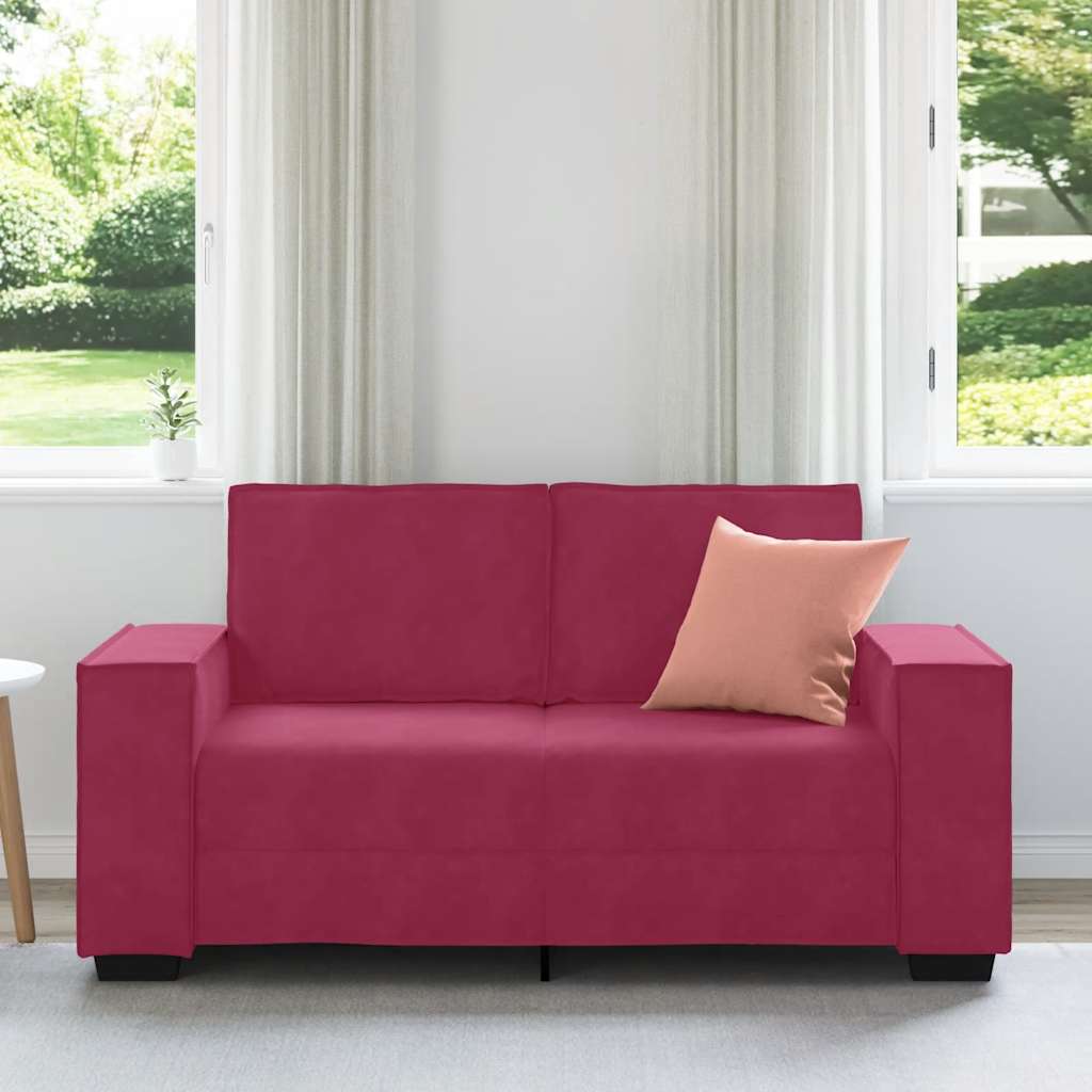 Tweezitsbank 160x78x84 cm fluweel wijnrood