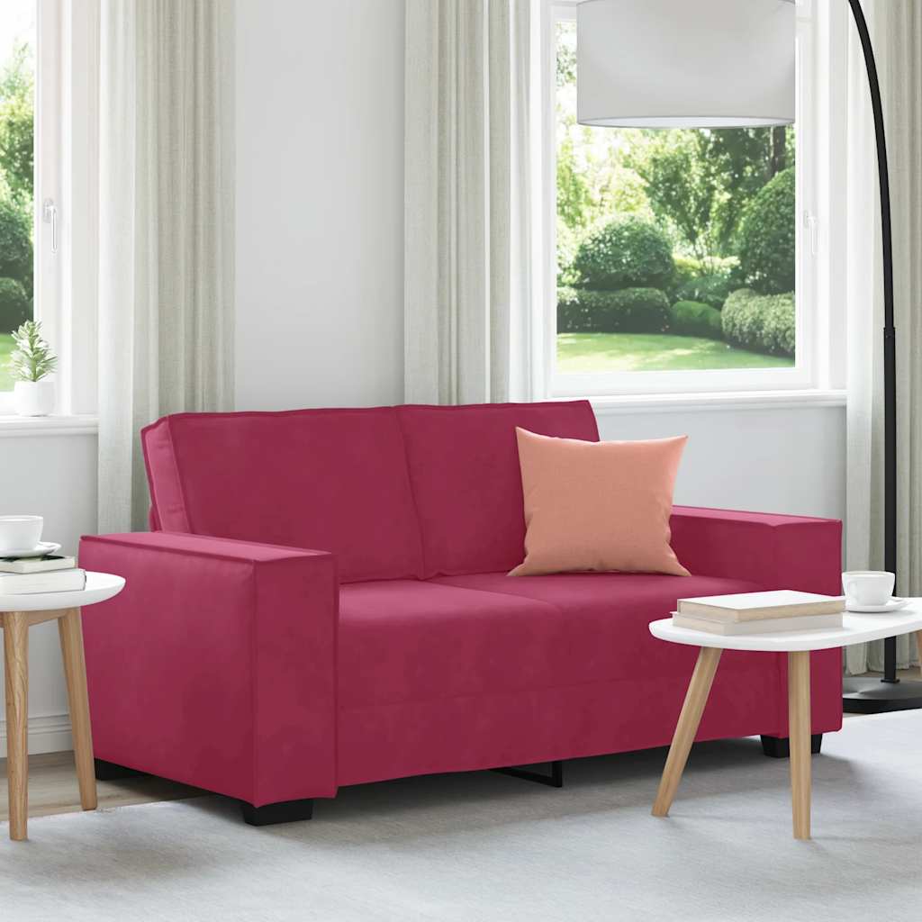 Tweezitsbank 160x78x84 cm fluweel wijnrood