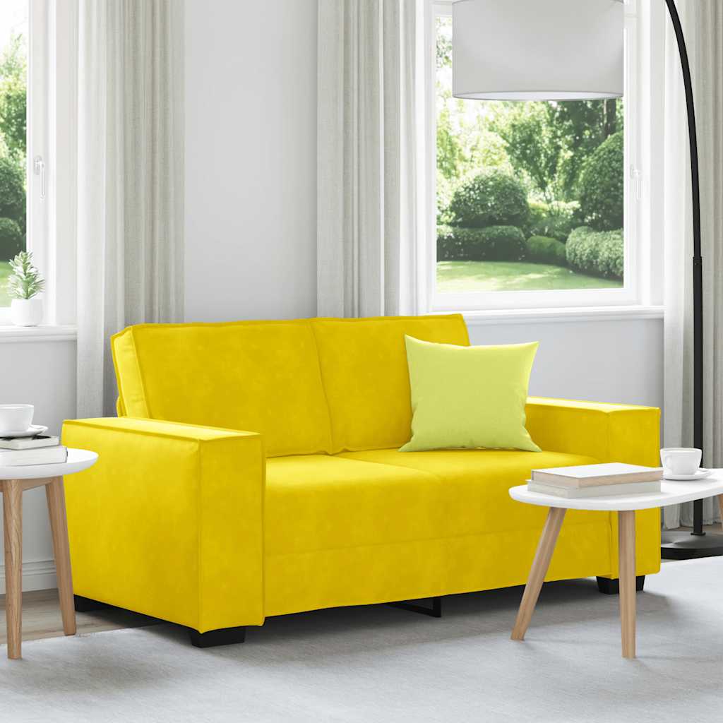 Tweezitsbank 160x78x84 cm fluweel geel