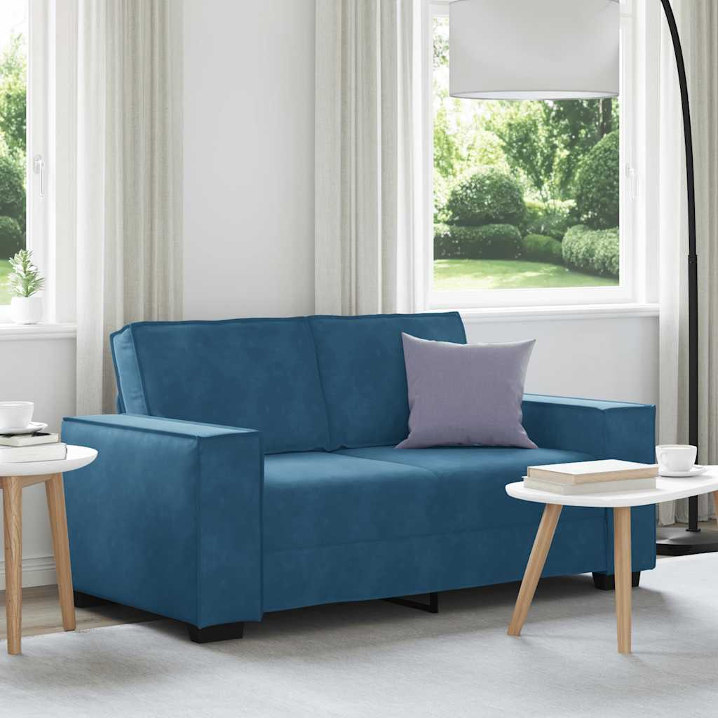 Tweezitsbank 160x78x84 cm fluweel blauw