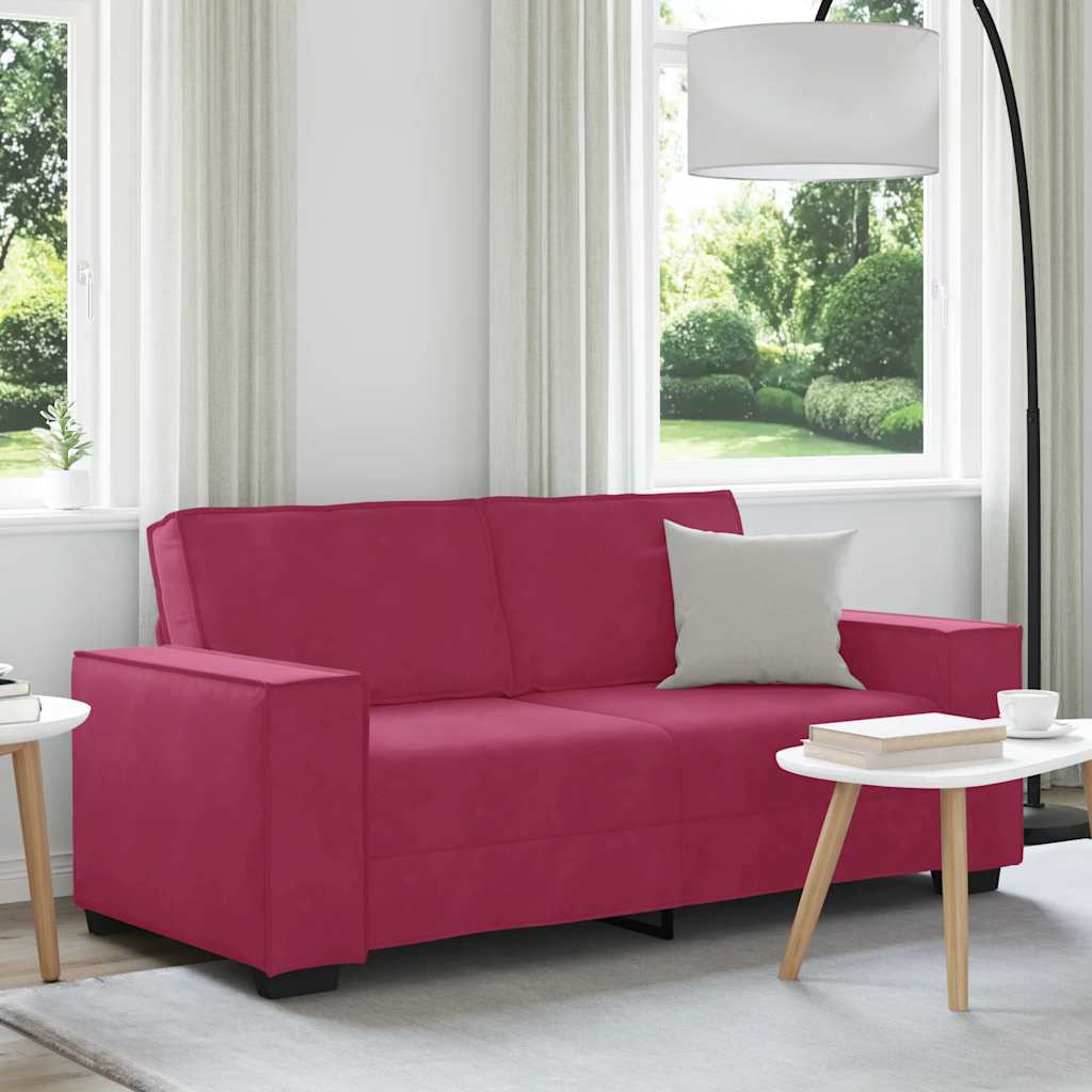 Tweezitsbank 180x78x84 cm fluweel wijnrood