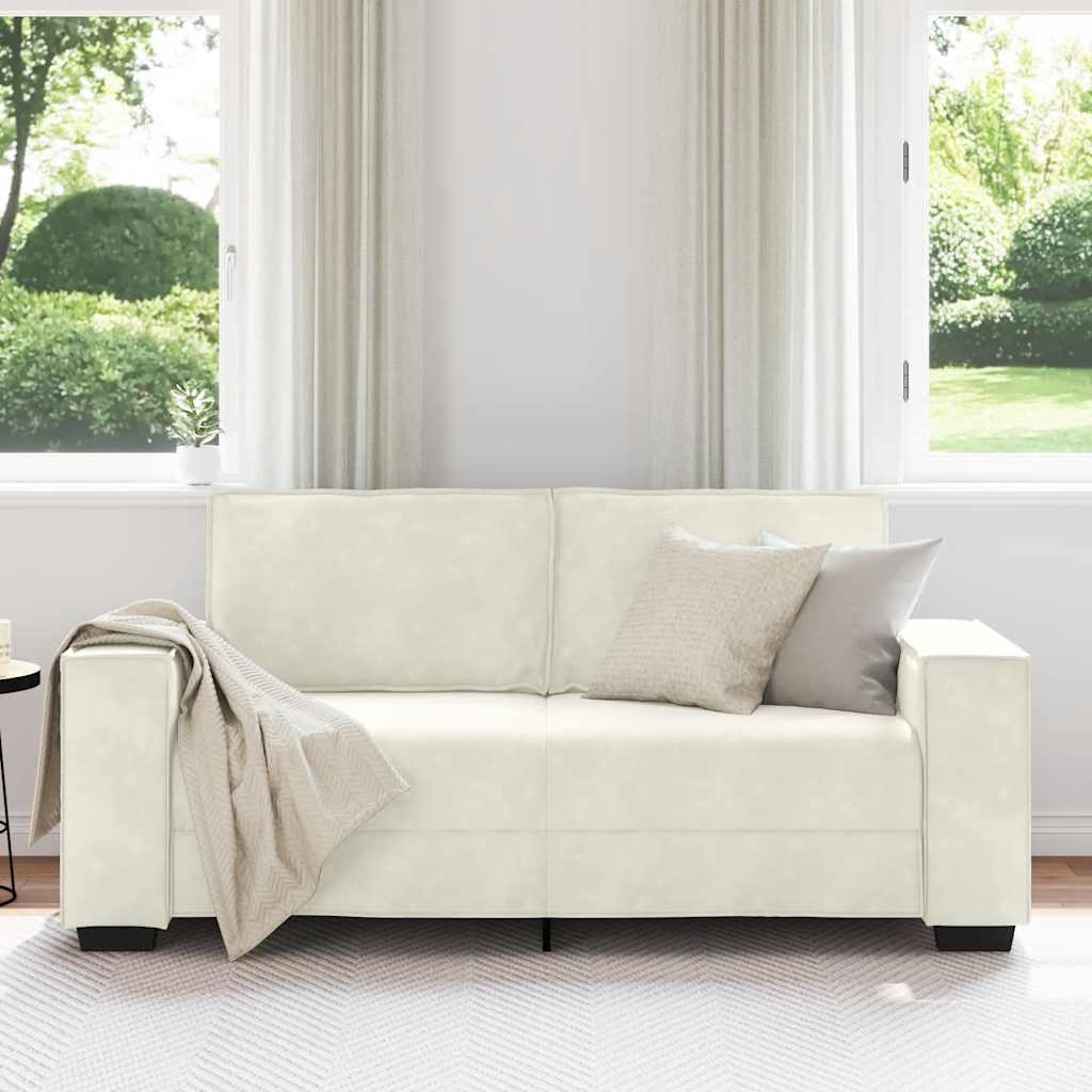 Tweezitsbank 180x78x84 cm fluweel crèmekleurig