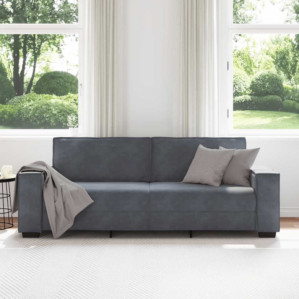Driezitsbank 220x78x84 cm fluweel donkergrijs