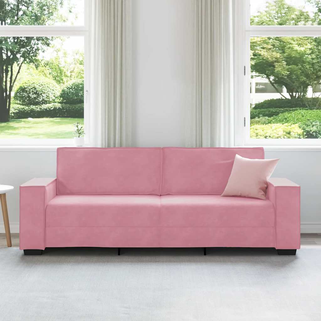 Driezitsbank 220x78x84 cm fluweel roze