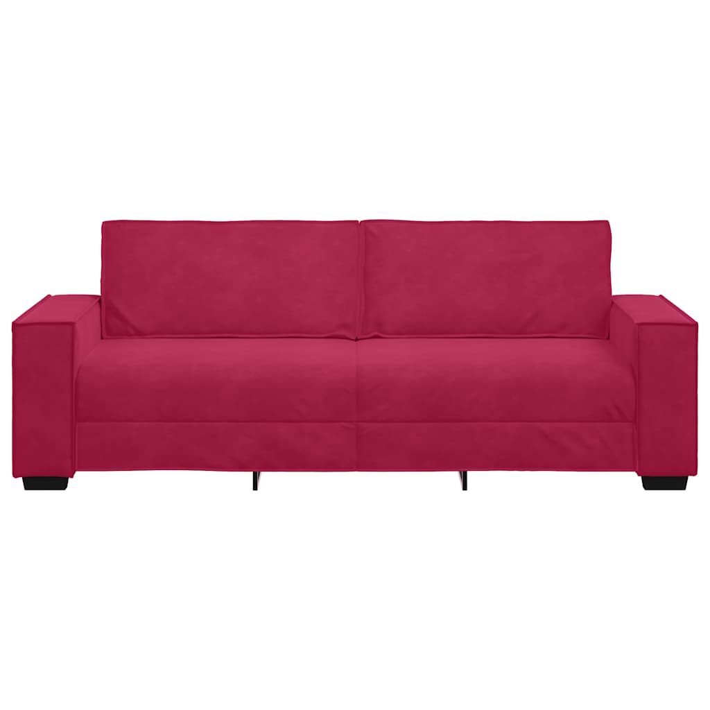 Driezitsbank 220x78x84 cm fluweel wijnrood