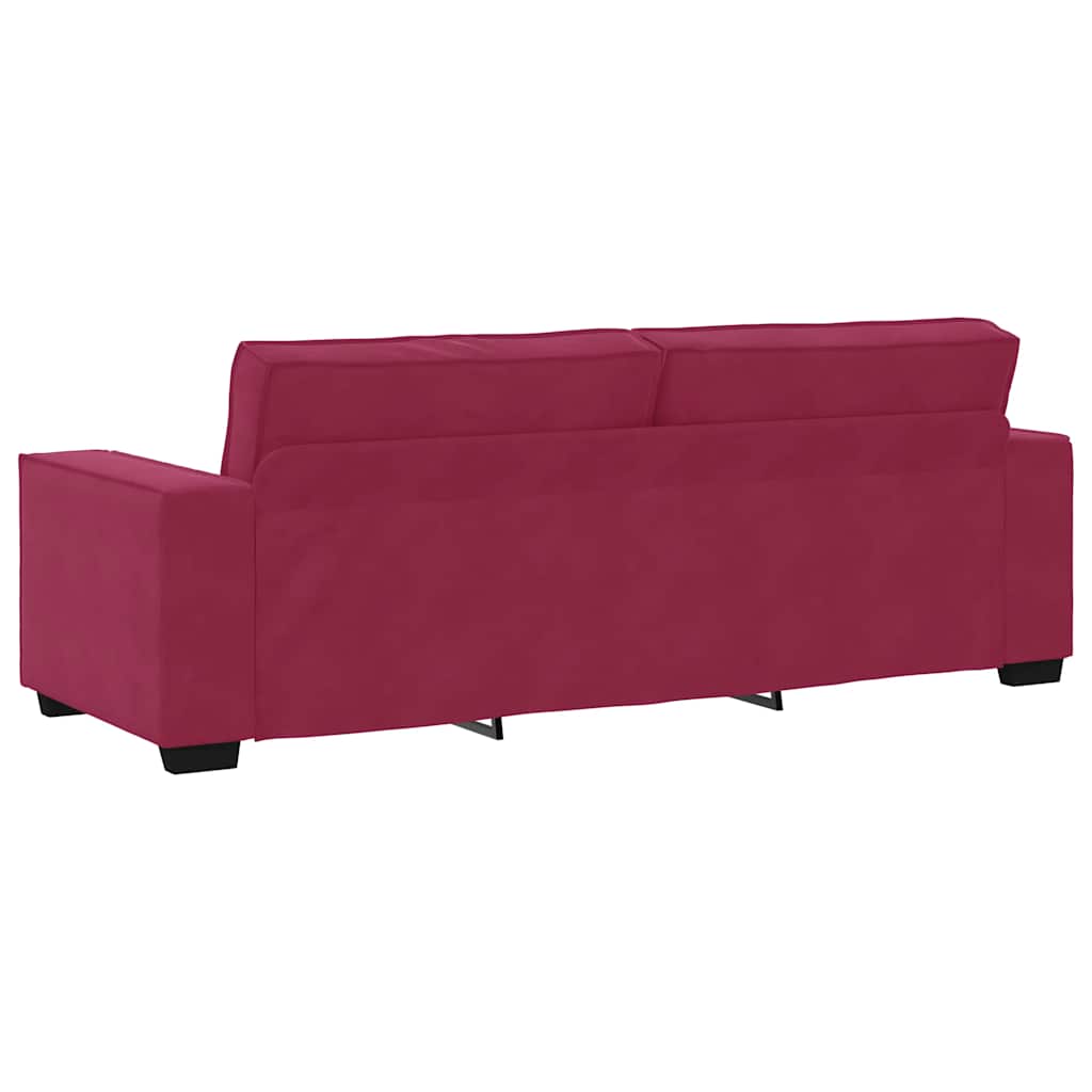 Driezitsbank 220x78x84 cm fluweel wijnrood