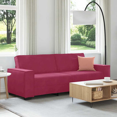 Driezitsbank 220x78x84 cm fluweel wijnrood