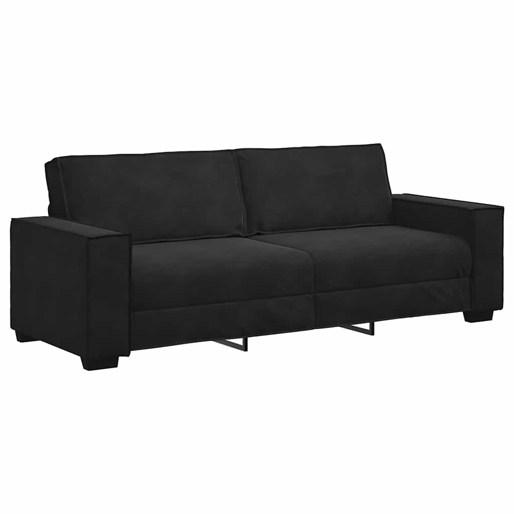 Driezitsbank 220x78x84 cm fluweel zwart